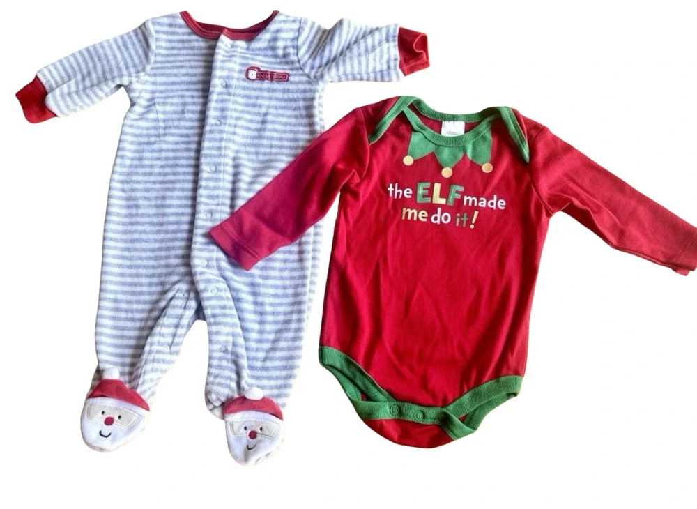 Carter's Christmas Santa and Elf Baby Outfit Set Size 3-6 Months
